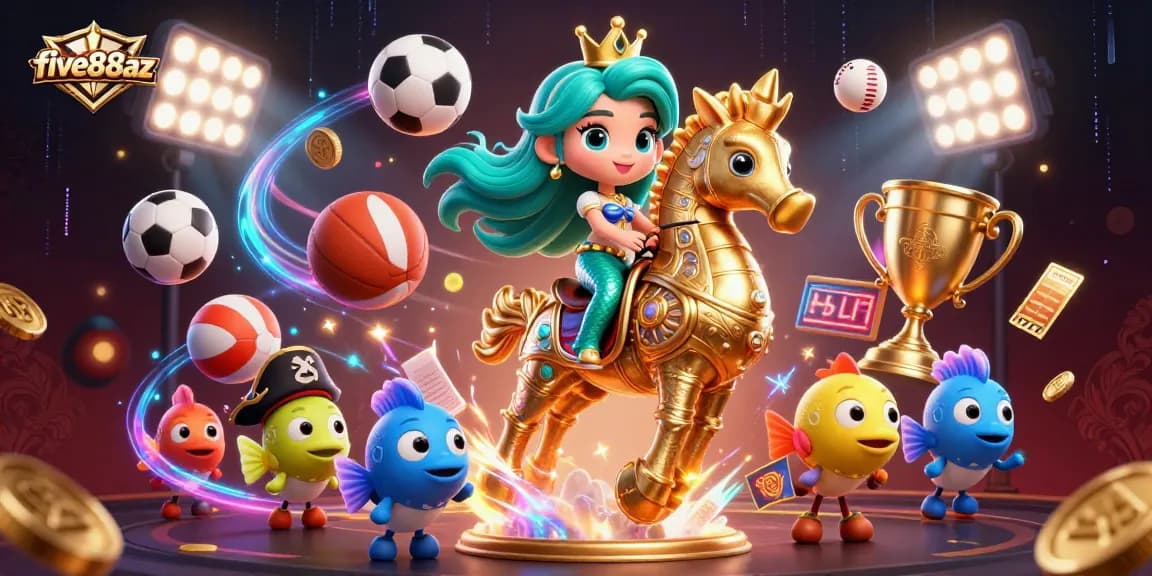 Experience the excitement of five88az with vibrant casino-themed elements and dynamic characters.