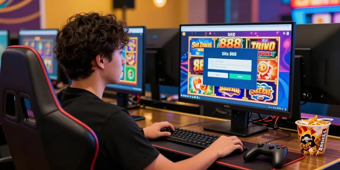 Exciting situs 888 online gaming setup with player focused on Slot Zeus games