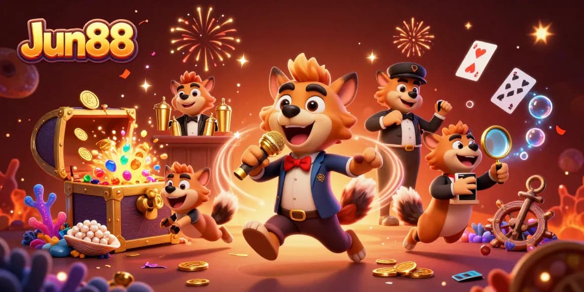 Engage in thrilling gaming at Jun88 with vibrant hyenas entertaining in a casino atmosphere.
