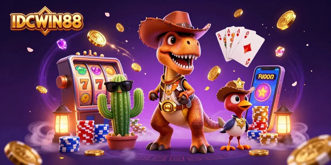 Experience thrilling wins at IDCWIN88 with this vibrant illustration showcasing dynamic slot action.