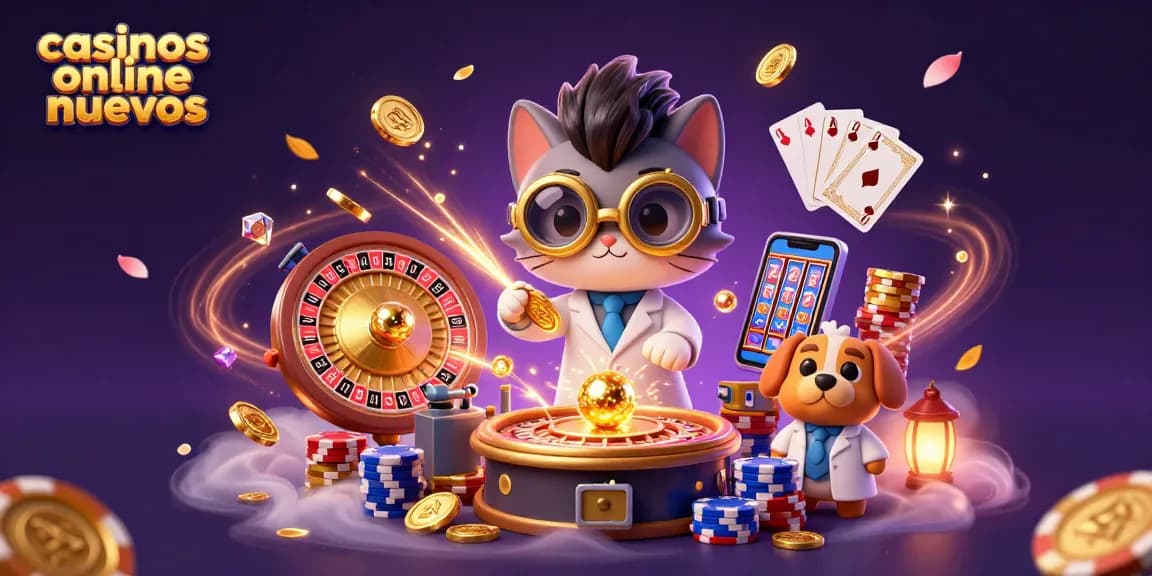 Gana en casinos online nuevos con bobinas de tragamonedas y monedas doradas flotando.