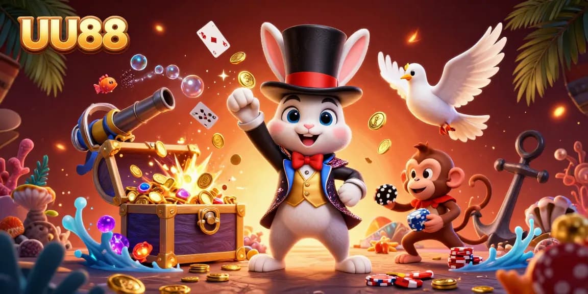 Experience UU88's magical gaming world with enchanting characters and vibrant casino games.