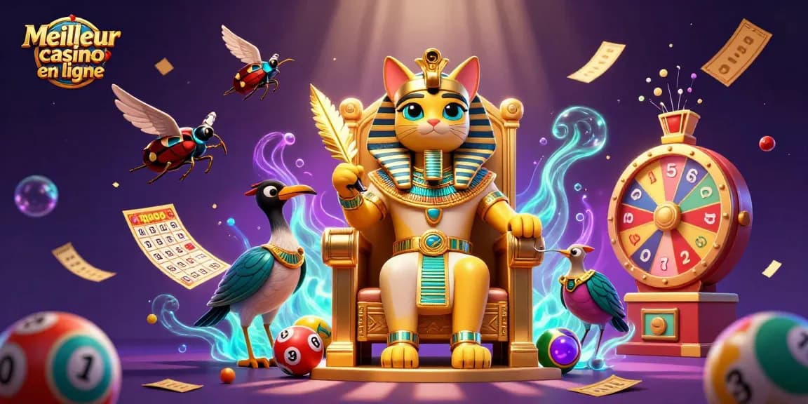 Experience the thrill of Meilleur casino en ligne with animated lottery balls and golden tickets in an immersive scene.