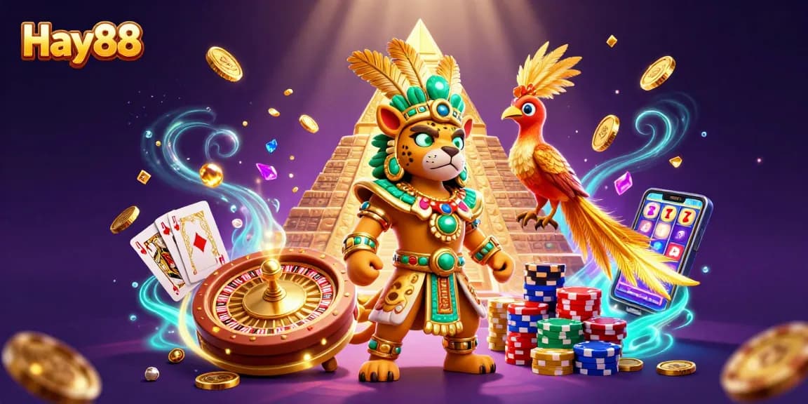 Experience thrilling gaming at Hay88 with vibrant characters and stunning casino imagery.