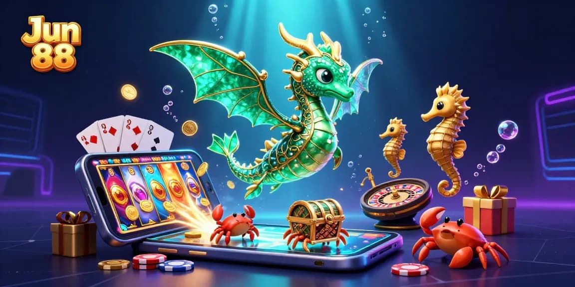 Engage in thrilling games at Jun 88 with a vibrant underwater scene showcasing advanced casino elements