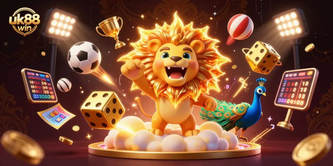 Experience the thrill of gaming with uk88win featuring a vibrant 3D casino scene and dynamic action.