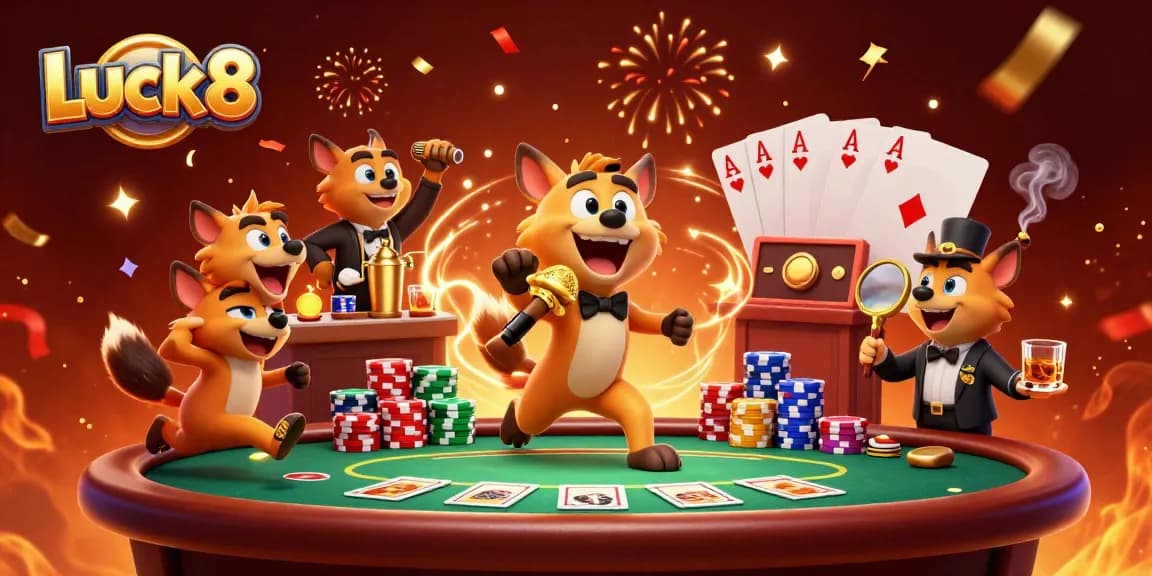 Luck8 hyenas deliver laughs at a comedy casino club with poker action and vibrant celebrations.