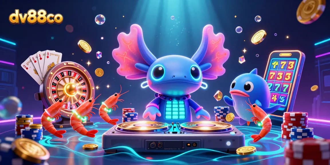 Experience thrilling gaming at dv88co with a vibrant 3D casino scene full of excitement and fun.