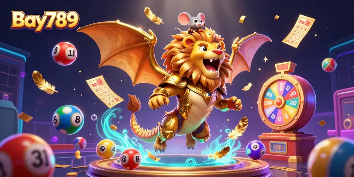 Experience Bay789's exhilarating gaming world with vibrant lottery elements and thrilling motifs.