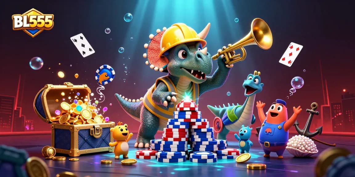Experience the excitement of BL555 with a vibrant casino adventure featuring animated characters and gaming elements.