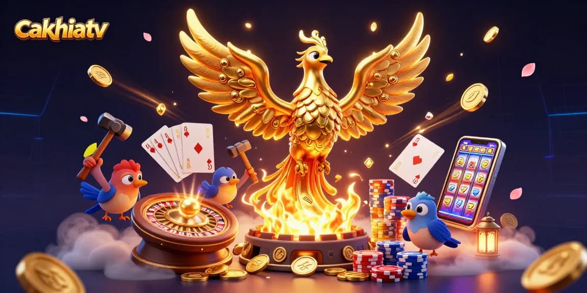 Experience thrilling gameplay with CakhiaTV's vibrant casino scene featuring golden elements