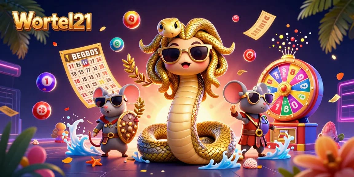 Wortel21 menampilkan Medusa bersahabat dan pahlawan mouse dalam suasana kasino penuh warna.