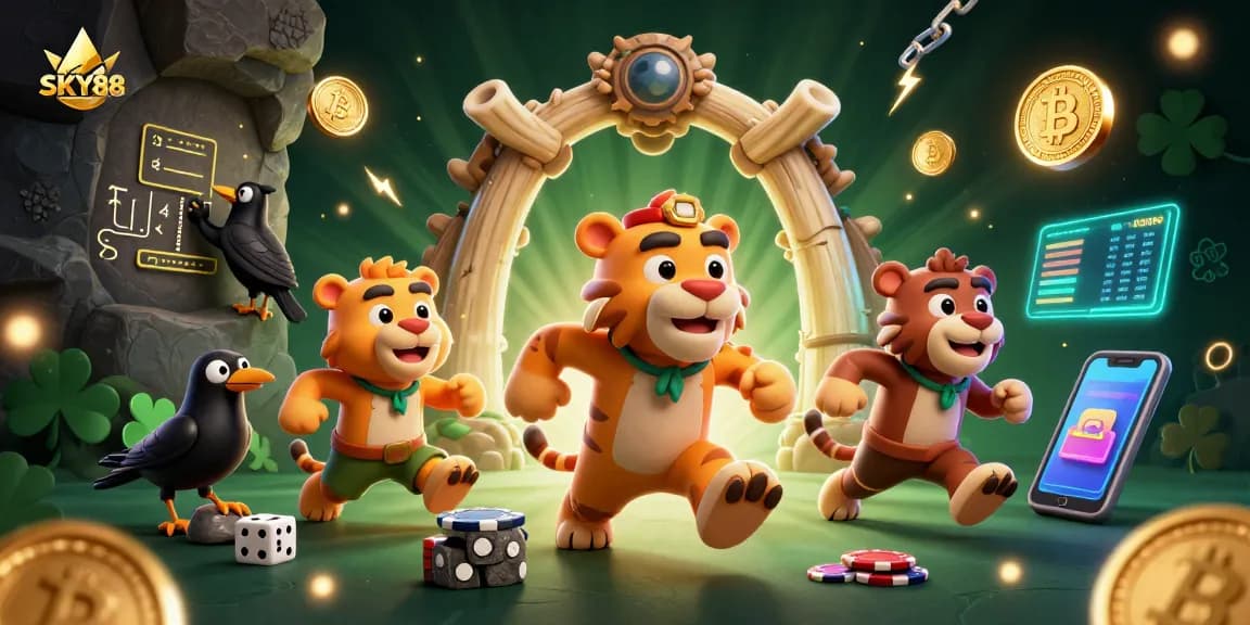 Engage with thrilling slots at SKY88's vibrant prehistoric casino, featuring unique characters.