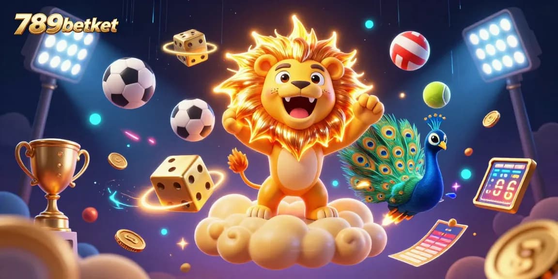 Engage with thrilling 789betket betting action as golden dice tumble amidst a vibrant, dynamic gambling scene.