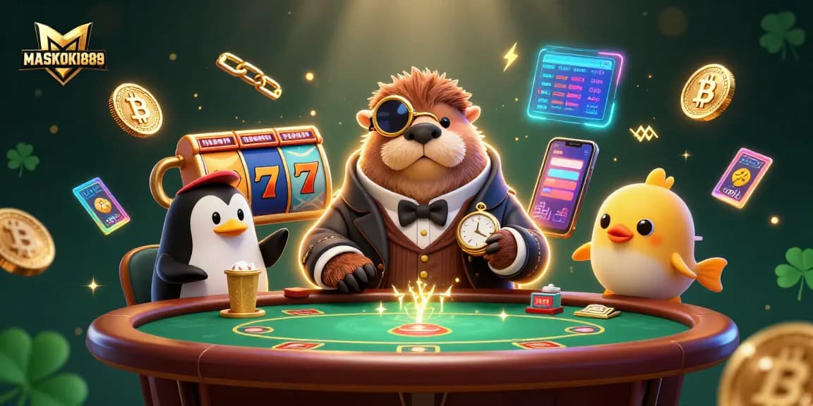 Experience thrilling luck with MASKOKI889 as the lucky walrus plays slots with friends
