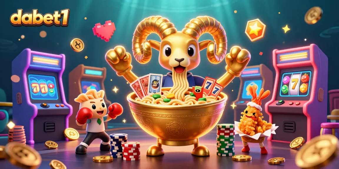 Experience the excitement of dabet1 with vibrant casino-themed characters amidst a gaming atmosphere.
