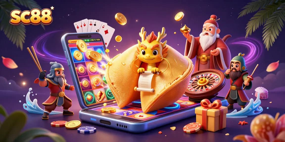 Launch thrilling slots at sc88 featuring a golden fortune cookie and wise dragon.