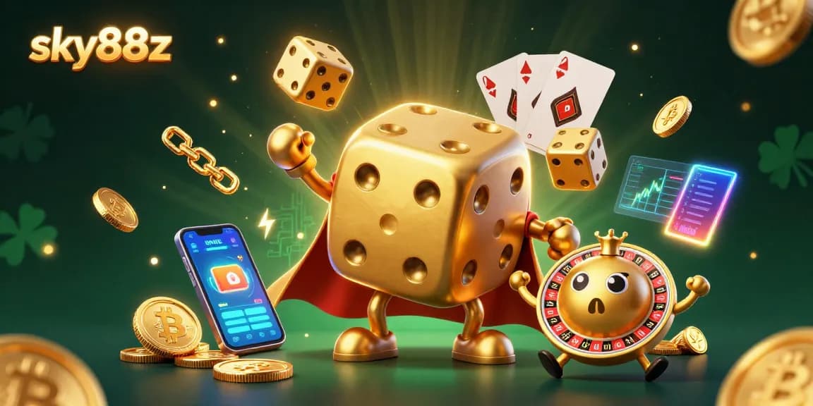 Experience sky88z with vibrant 3D digital gaming elements and a dynamic casino atmosphere.