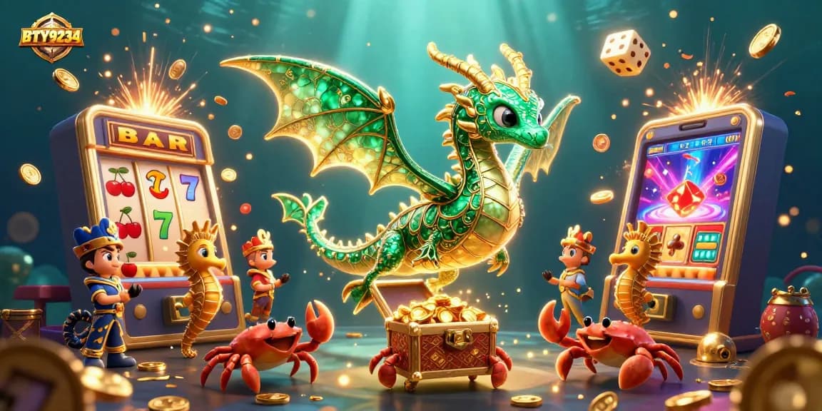 Engage with BTY9234 in a vibrant underwater casino adventure featuring dragons and jackpots.