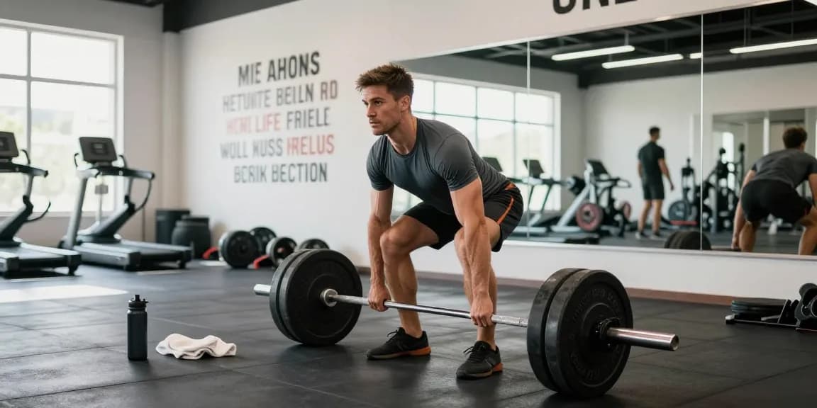 Gym clothes Men worn by an athlete lifting weights in a bright gym, showcasing performance and strength.