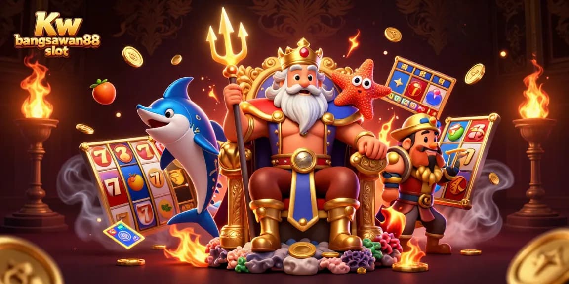 Spin the reels in the KW Bangsawan88 slot, featuring vibrant casino elements and characters.