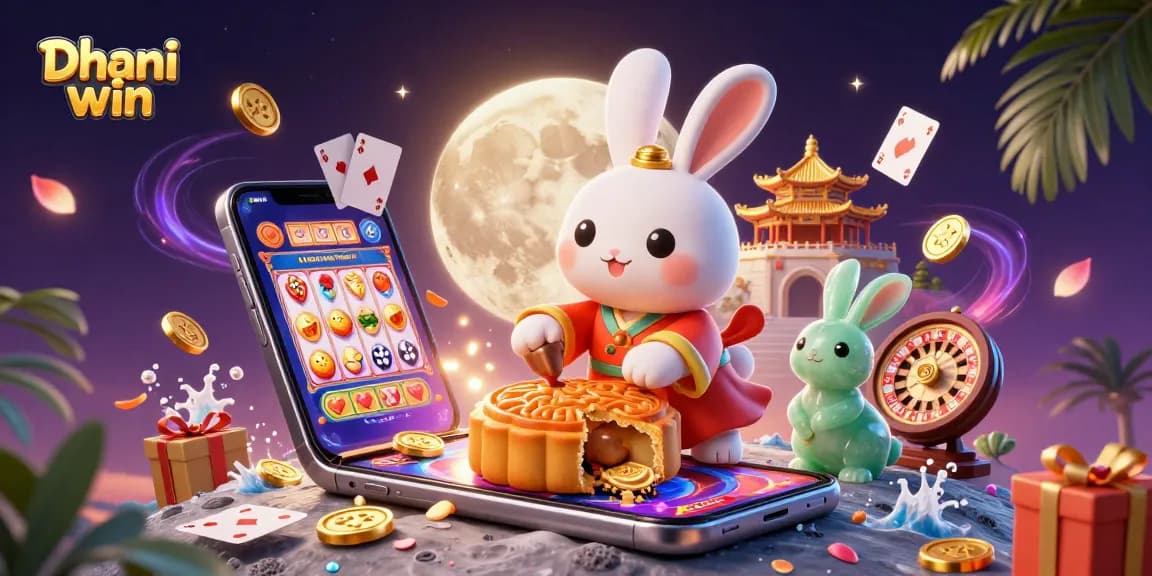 Experience the excitement of Dhani win with vibrant 3D casino elements and engaging characters in an animated scene.