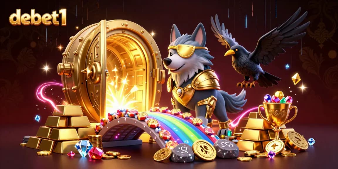 Experience the thrill of debet1 with the mythical Odin, surrounded by treasures and casino chips.