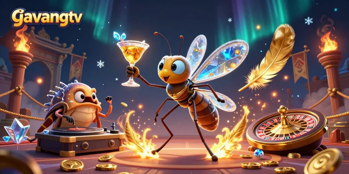 Experience thrilling gameplay with gavangtv as a casino mascot amidst vibrant 3D elements and exciting visuals.