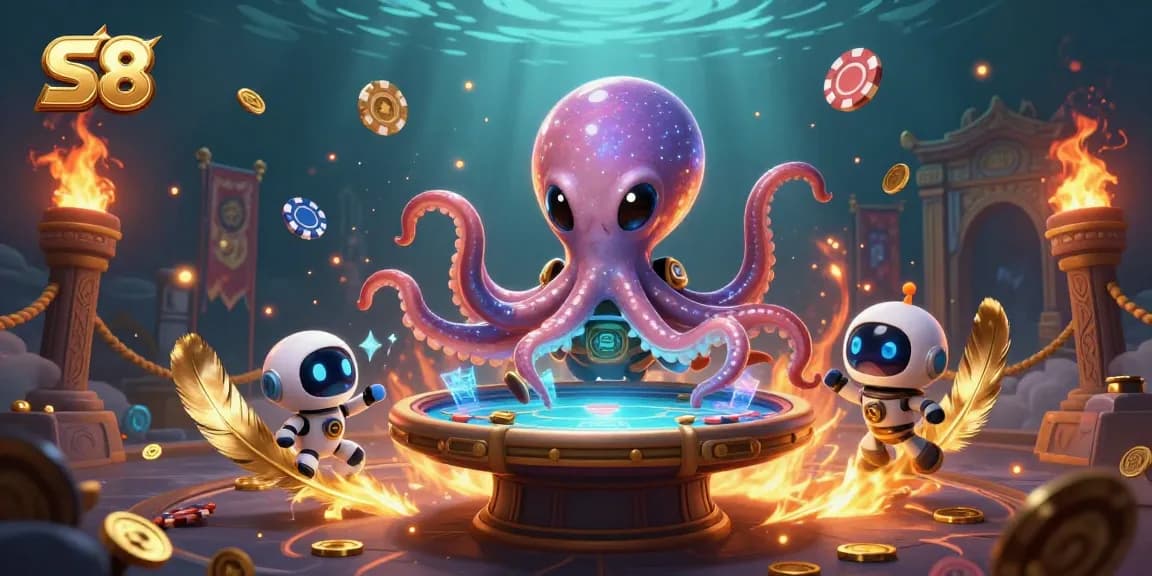 Engage in thrilling gameplay at S8 with an alien octopus and cosmic poker fun!