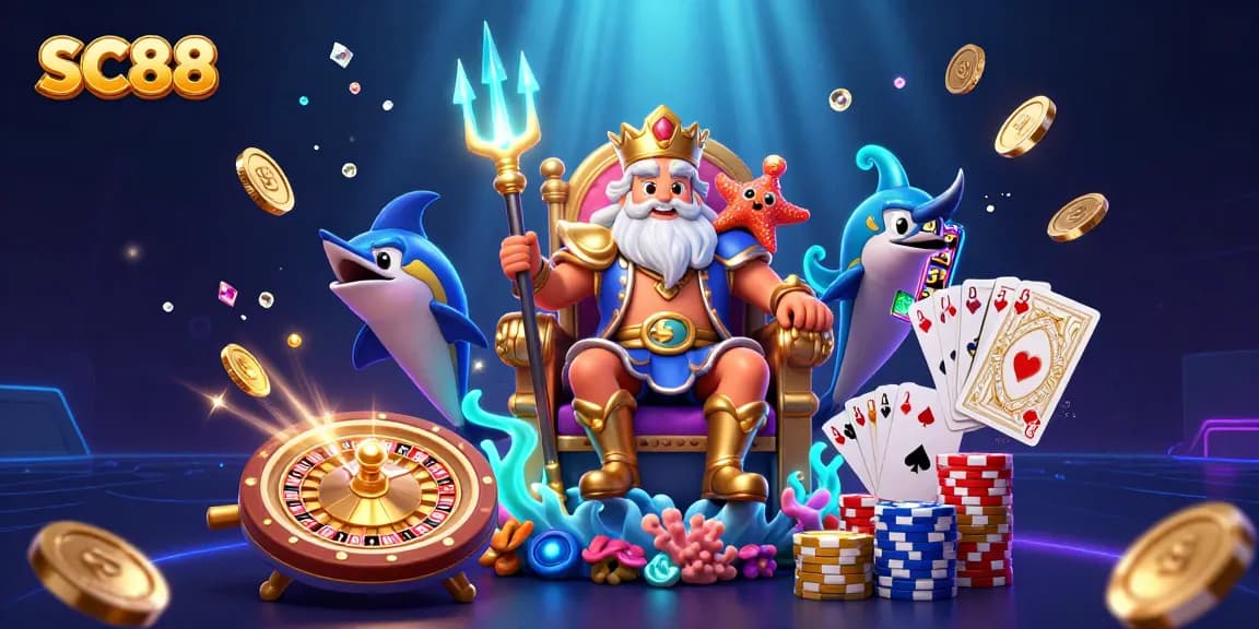 Spin into excitement with SC88 and Neptune in a vibrant casino adventure filled with treasures!