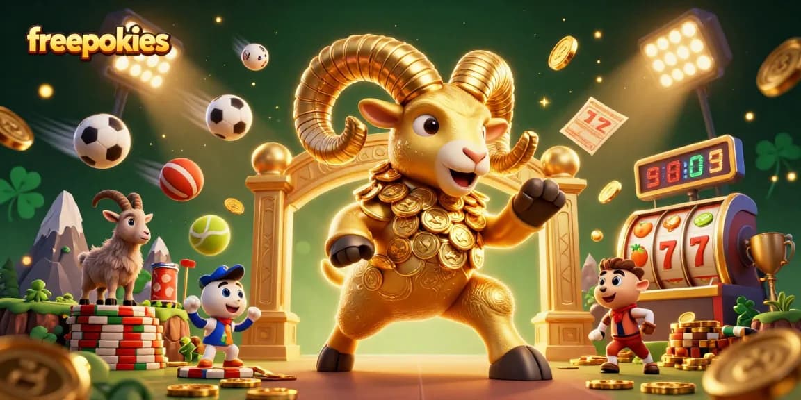 Win with freepokies at our vibrant 3D casino scene featuring action-packed gaming elements.