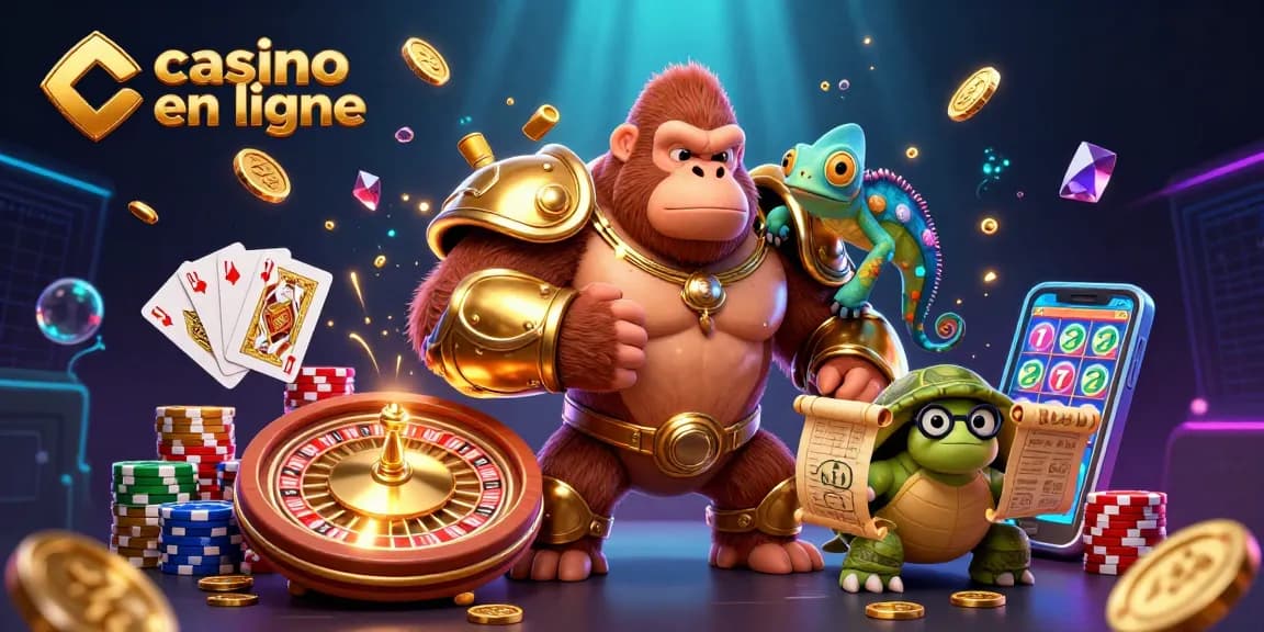 Profitez de l'excitation du casino en ligne avec des personnages colorés et des éléments de jeu captivants.