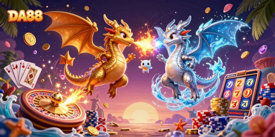 DA88 engages in thrilling gameplay with mystical dragons and vibrant casino elements.