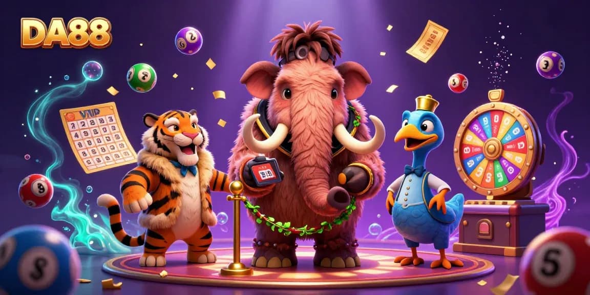 Guide your gaming with DA88 at a vibrant casino scene featuring rich details and energetic characters.