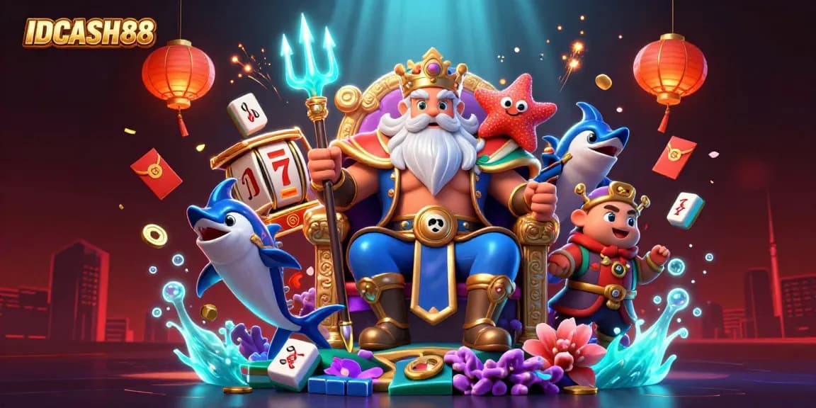 IDCASH88 enhances your gaming experience with stunning visuals of Neptune and dynamic gambling elements.