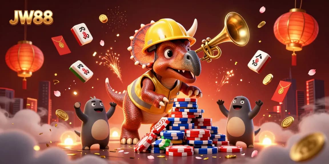 Celebrate big wins at JW88 with lively cartoon characters and vibrant casino elements.