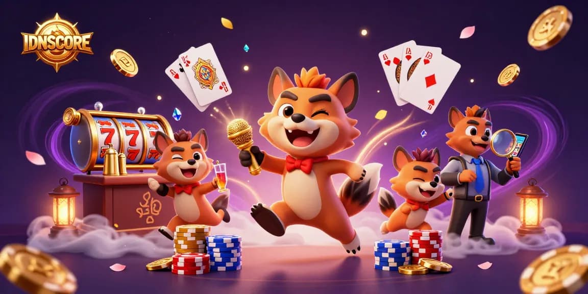 Experience the excitement of IDNSCORE with hyenas running a comedy casino filled with sparkling treasures and slot reels.