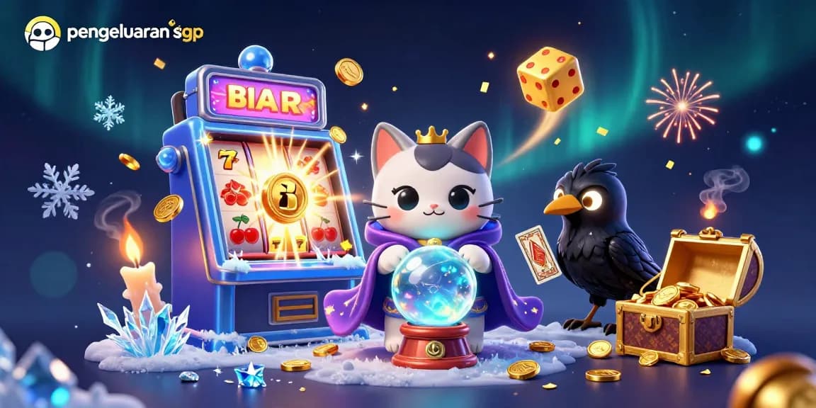 Experience exciting pengeluaran sgp results with an immersive 3D casino scene featuring a fortune teller and rich game elements.