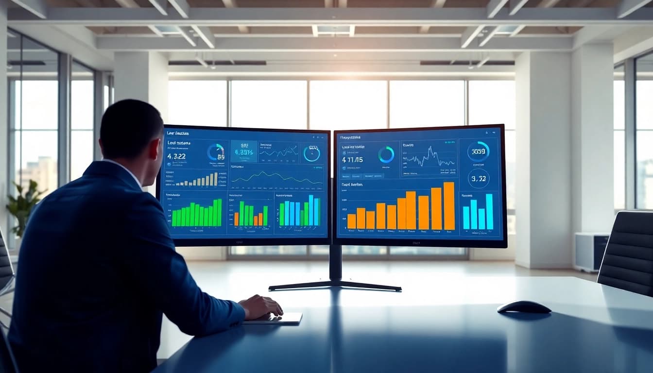 Visualize an interactive lead intelligence dashboard real estate showcasing dynamic analytics in a modern workspace.