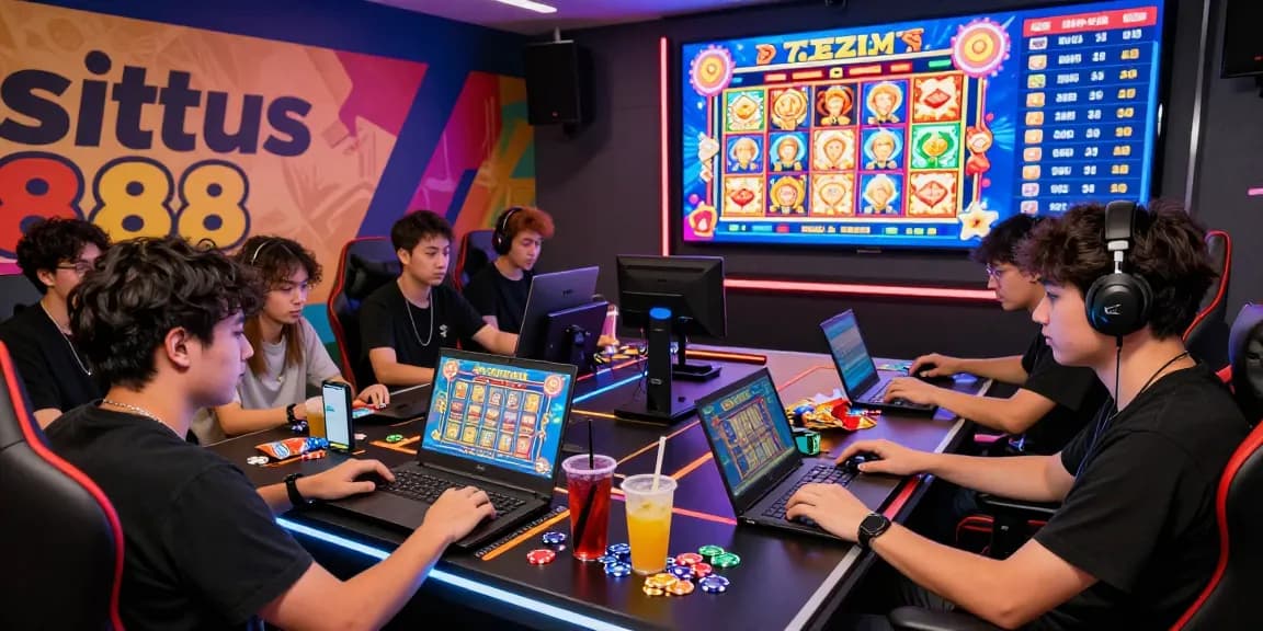 Players enjoying Zeus slots at situs 888 with vibrant gaming atmosphere.