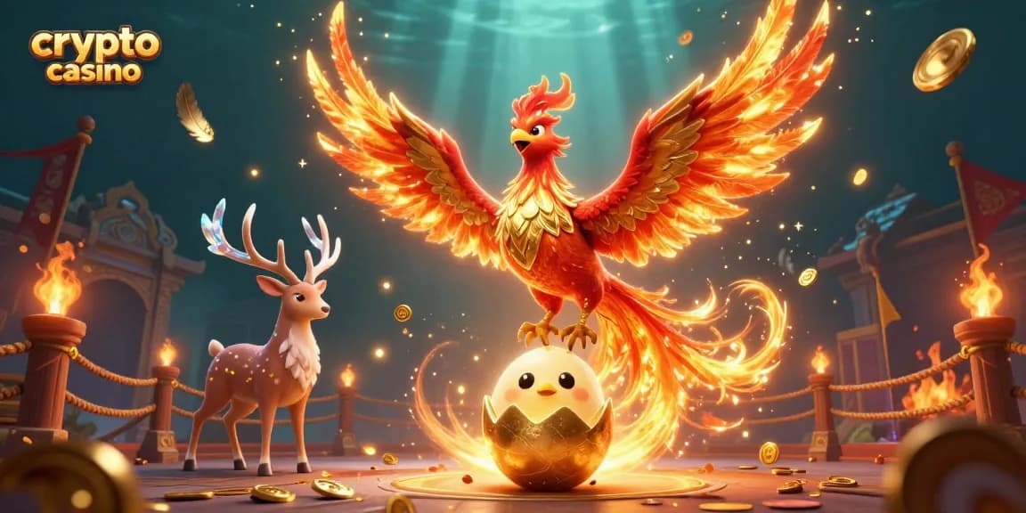 Découvrez l'énergie d'un crypto casino avec ce phoenix flamboyant et la magie des jeux d'argent.