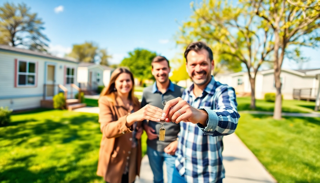 Sell my mobile home with a professional agent showing a sold home to a happy family.