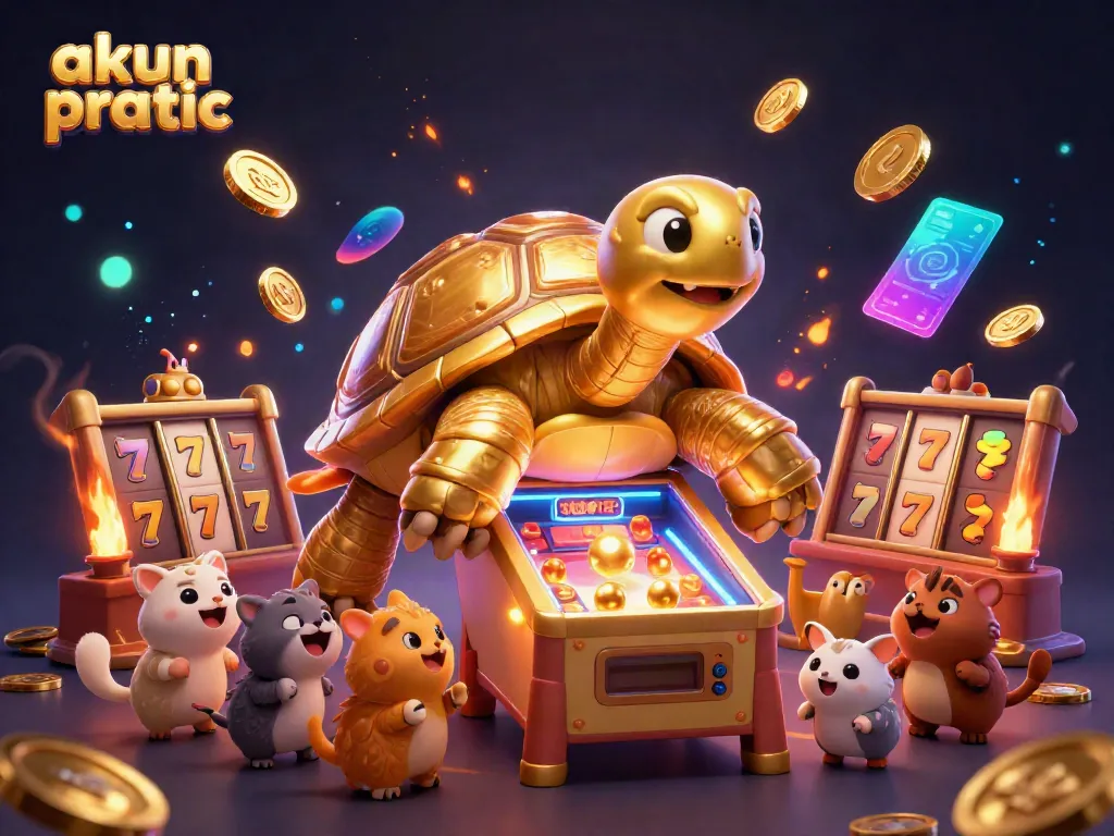 Experience thrilling spins with akun pragmatic in a vibrant 3D casino scene featuring animated golden tortoise games.