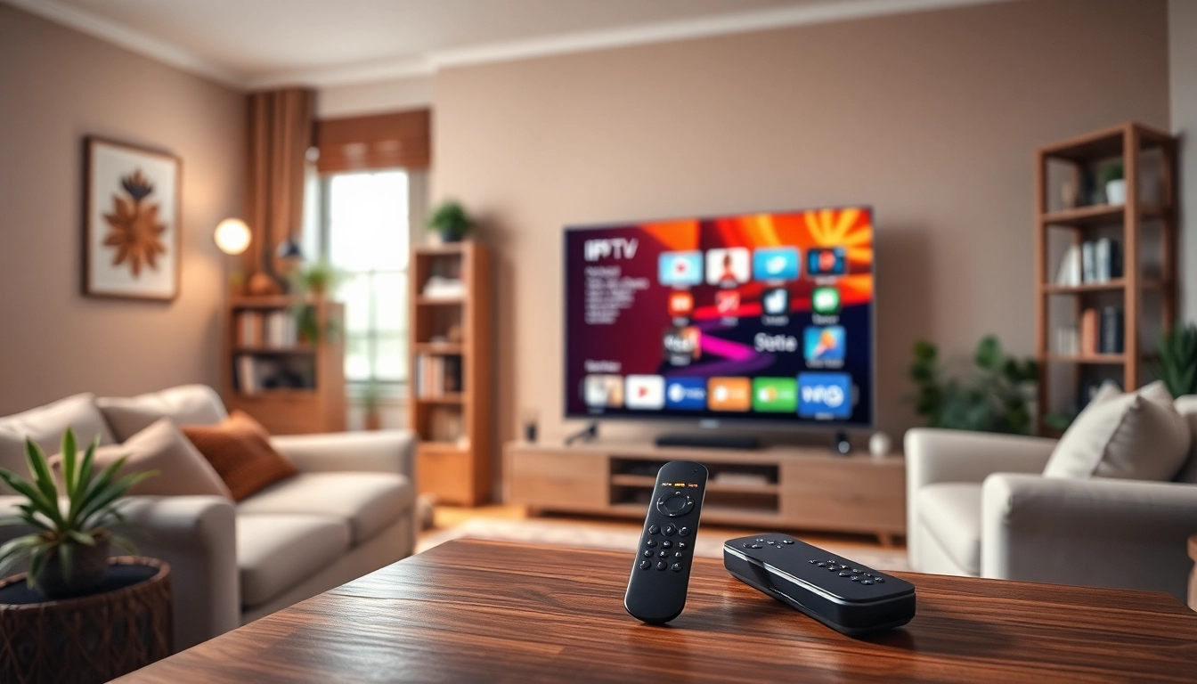 Experience top-notch IPTV Free Trial streaming with a stylish setup in a cozy living room.