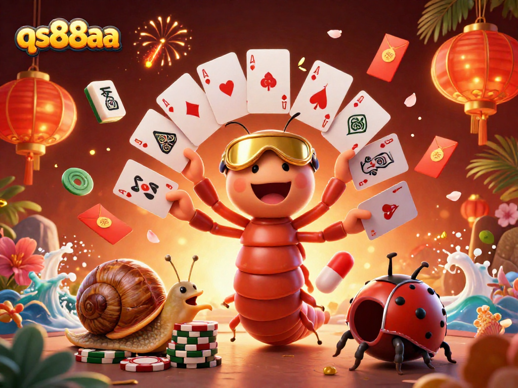 Experience the thrill of qs88aa with a vibrant 3D casino scene featuring a millipede dealer and dynamic game elements.