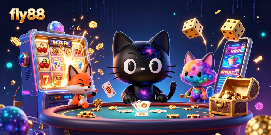 Experience fly88's thrilling cosmic casino adventure with vibrant characters and rich game visuals.