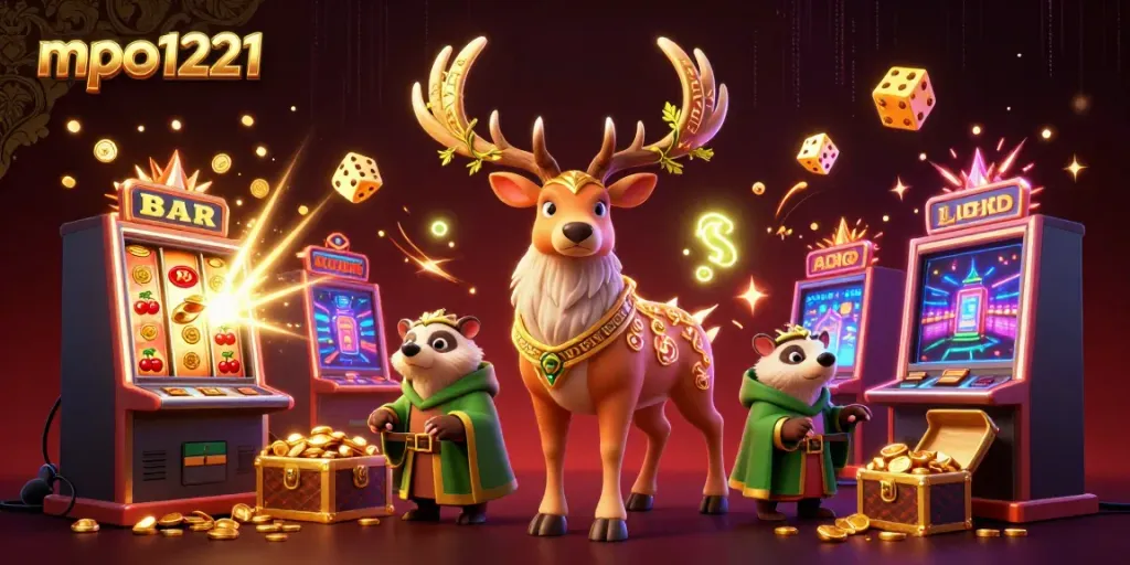 Experience the excitement of mpo1221 with a magical casino scene featuring dynamic game elements.