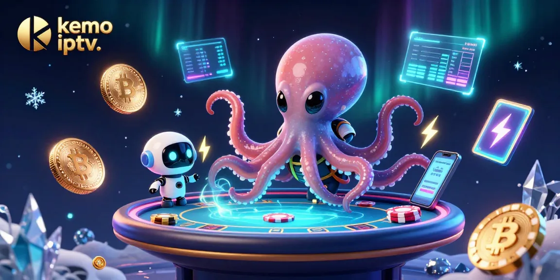 Experience dynamic action with kemo iptv. as an alien octopus plays holographic poker in space.