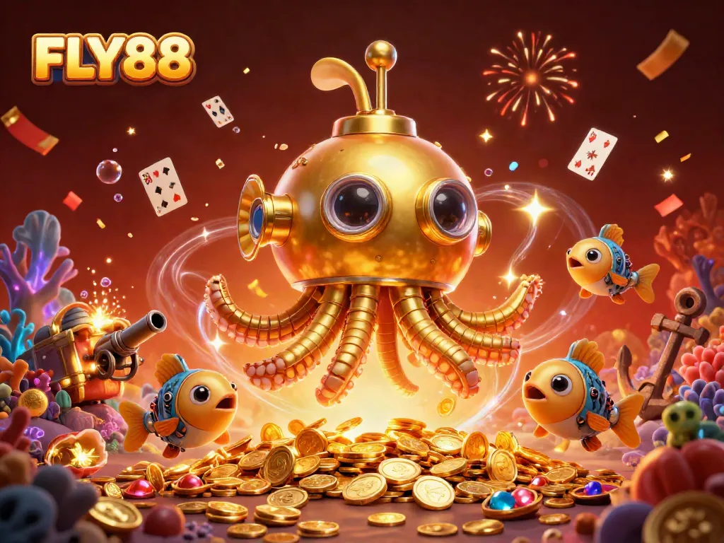 FLY88 players experience thrilling moments in an underwater treasure-filled casino world.