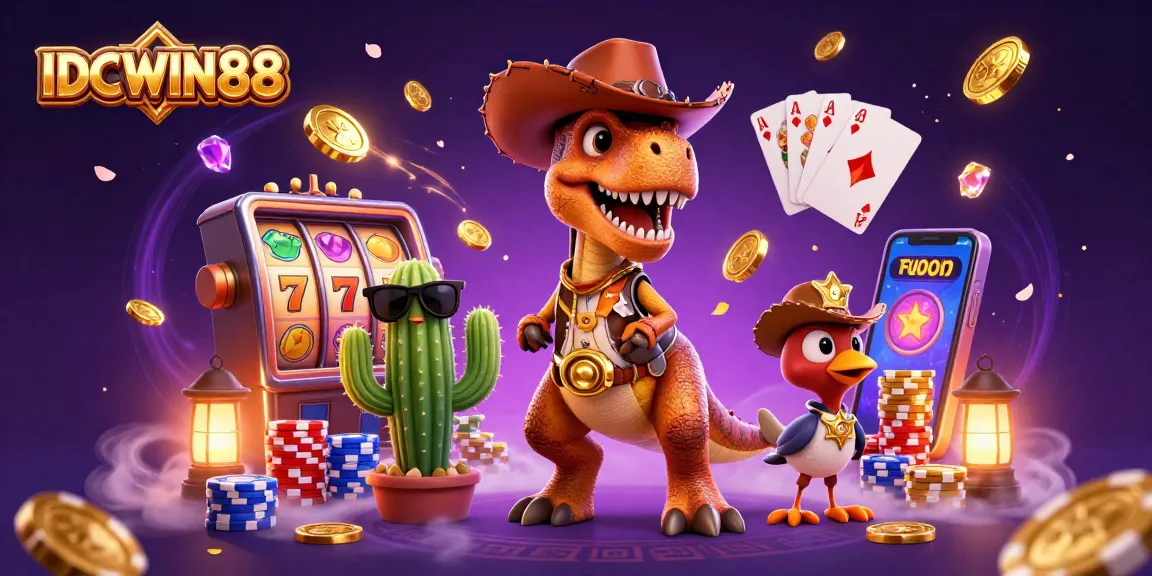 Experience thrilling wins at IDCWIN88 with this vibrant illustration showcasing dynamic slot action.